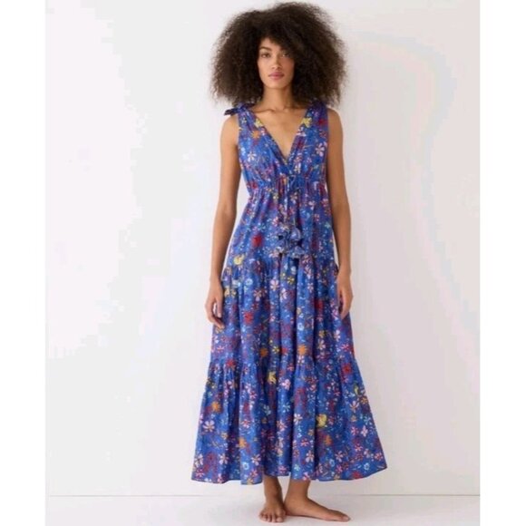 J. Crew Dresses & Skirts - Dauphinette X J.Crew tie-shoulder maxi cover-up dress cornucopia floral Medium
